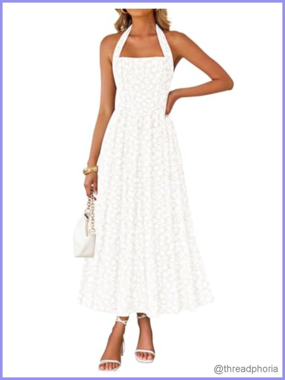 Women's Sleeveless Floral Halter Maxi Dress with Pockets Cocktail Party
